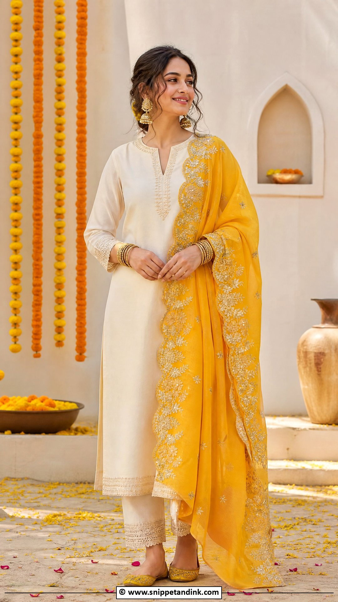 Yellow Dupatta Suit Haldi Outfit - Snippet and Ink - 35 Haldi Outfit Ideas