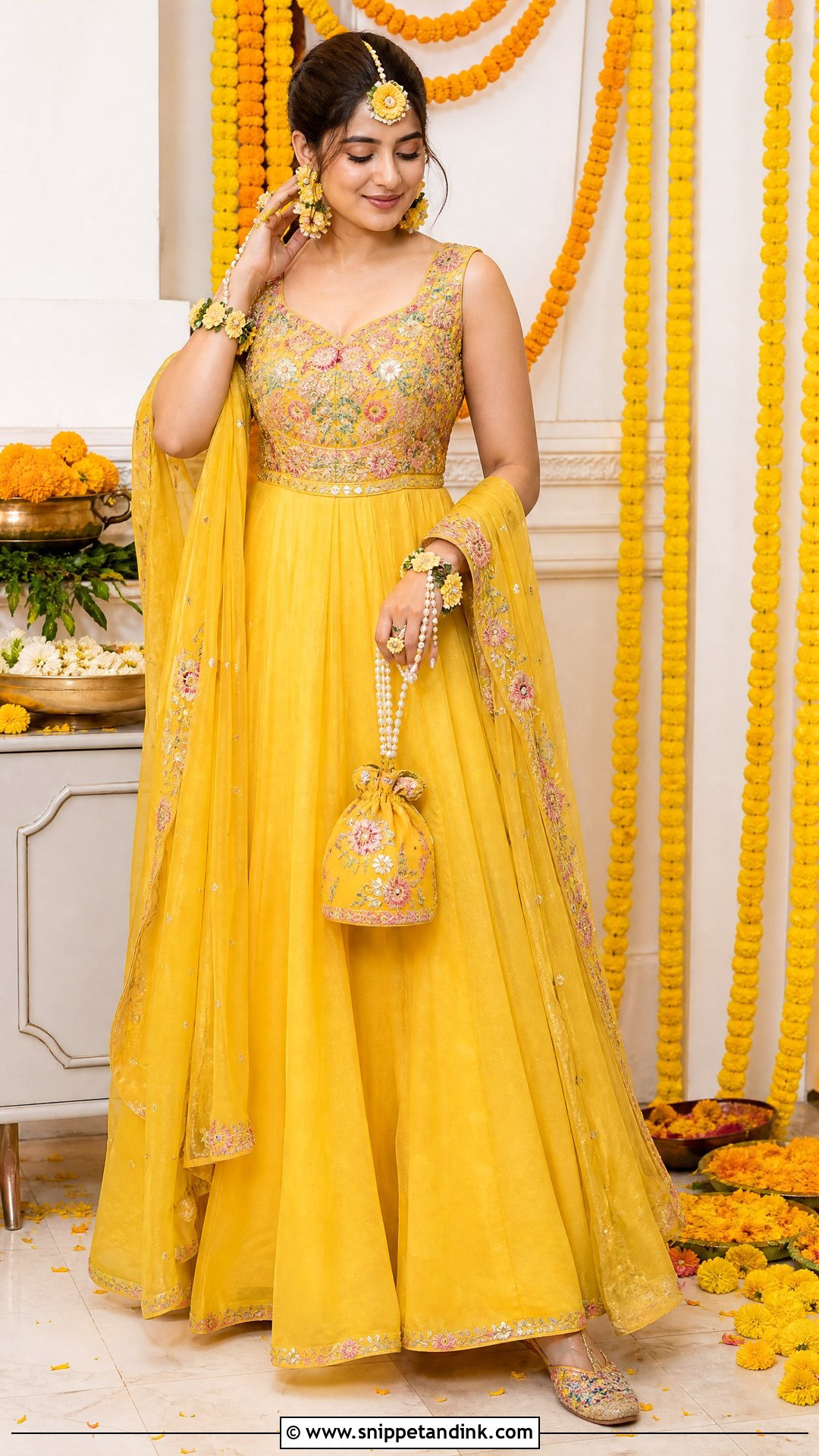 Yellow Embroidered Gown for Haldi - Snippet and Ink - 20 Yellow Gown for Haldi Ideas