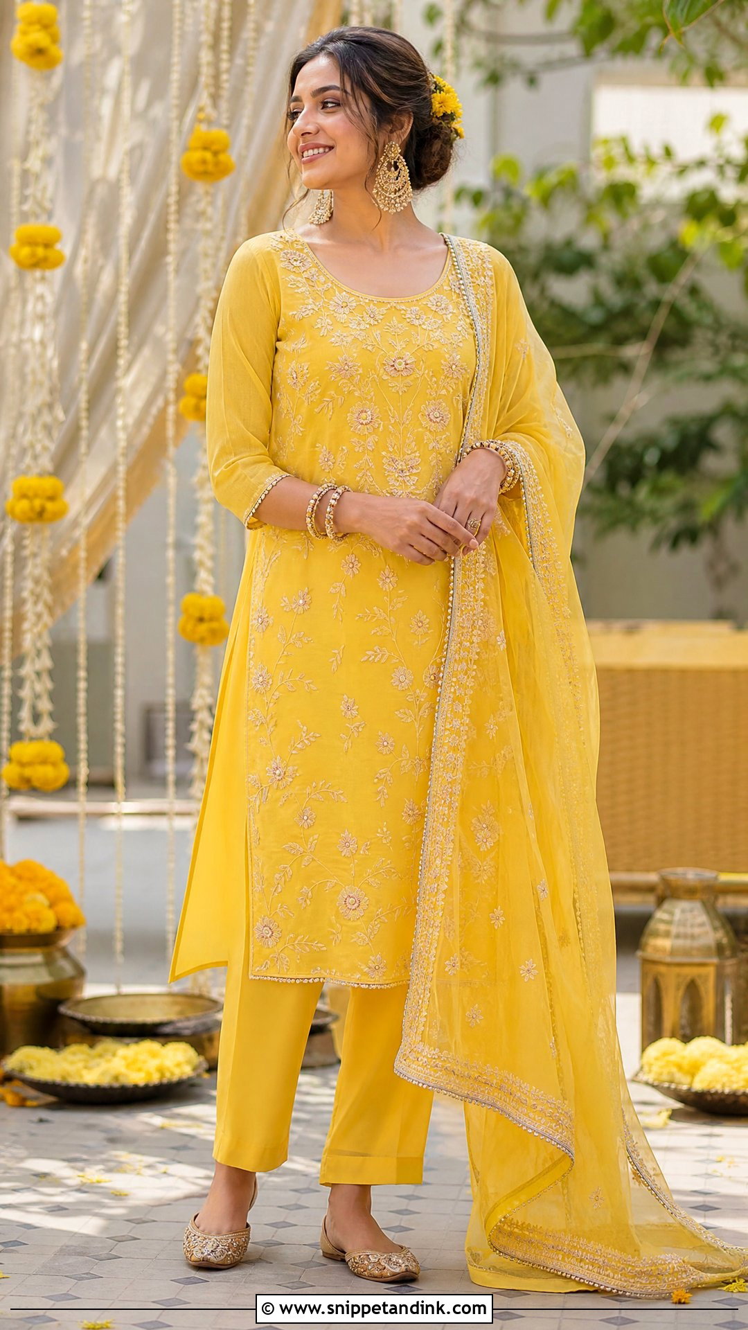 Yellow Embroidered Suit For Haldi Function - Snippet and Ink - 25 Yellow Suit for Haldi Function Ideas