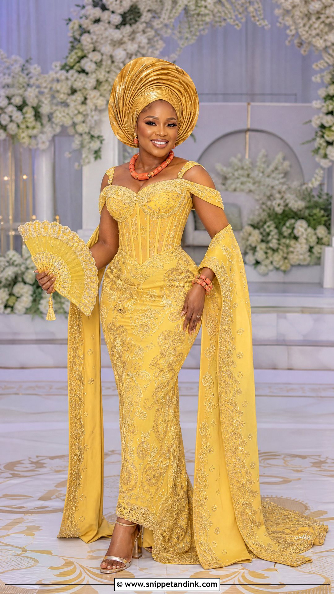 Yellow Embroidered Veekee James Traditional Wedding Dress - Snippet and Ink - 20 Veekee James Traditional Wedding Dress Ideas