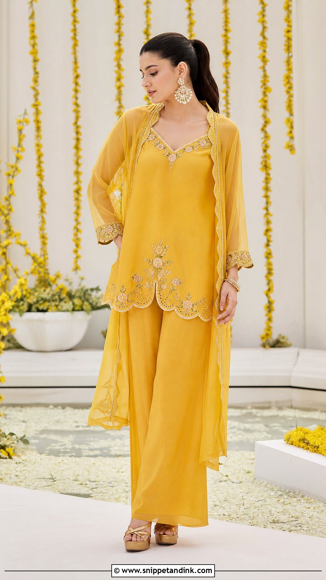 Yellow Ethnic Co Ord Haldi Outfit - Snippet and Ink - 20 Women Haldi Outfit Ideas