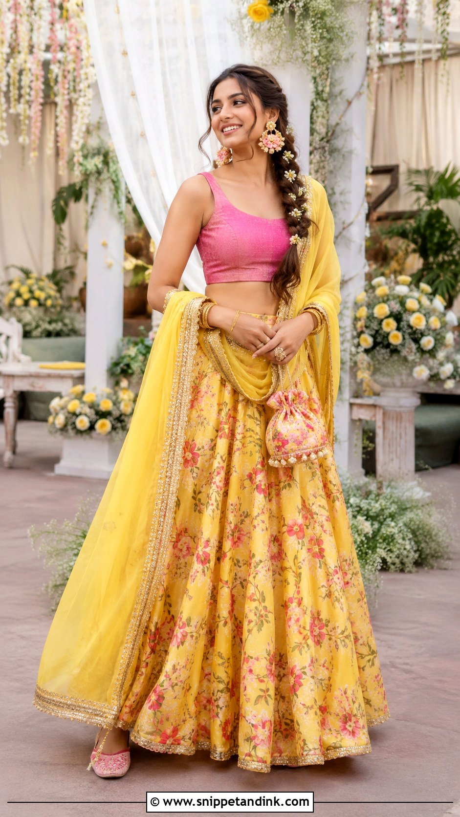 Yellow Floral Jaggo Lengha - Snippet and Ink - 20 Jaggo Lengha Ideas