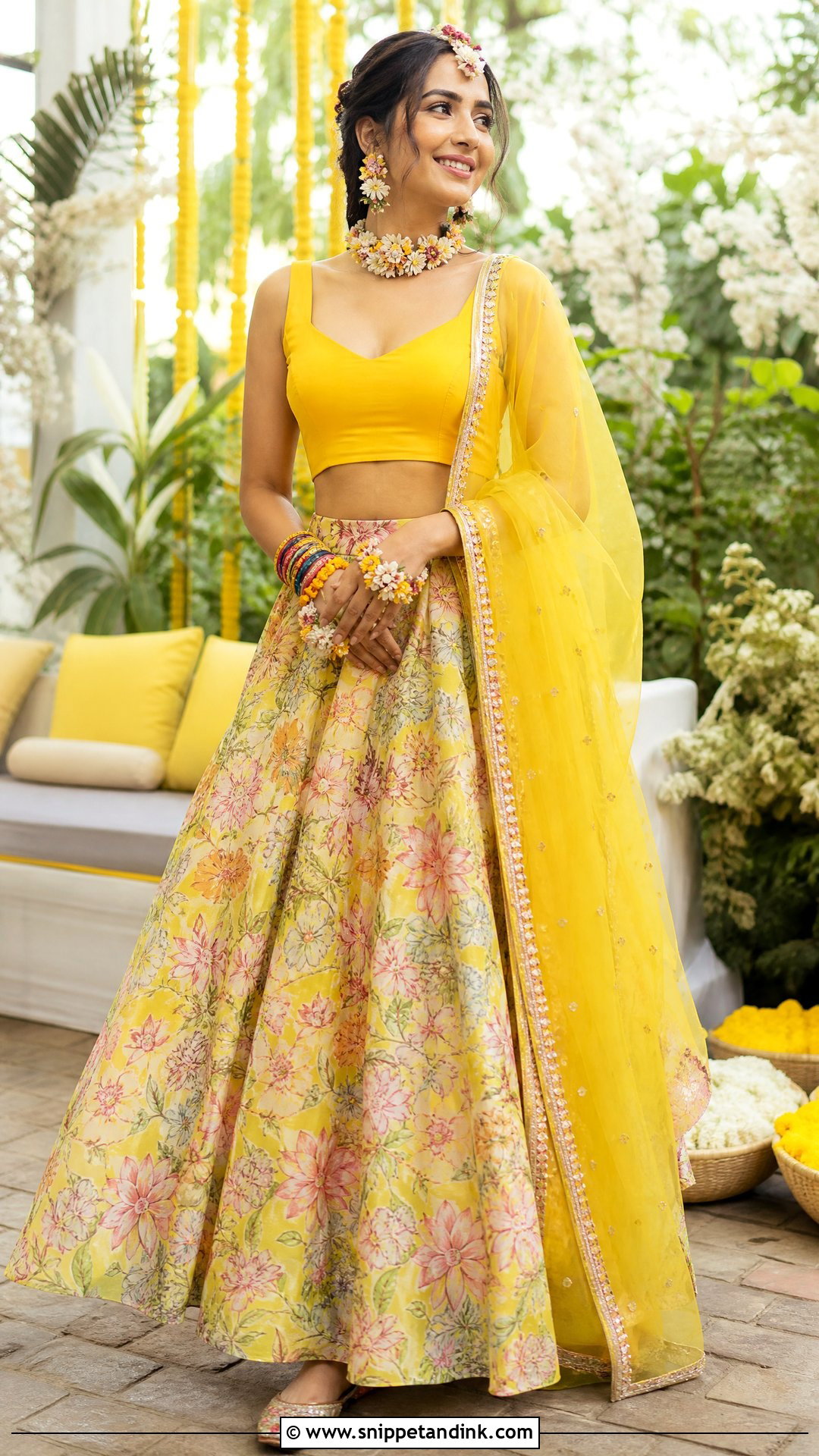 Yellow Floral Lehenga Dress for Haldi - Snippet and Ink - 20 Yellow Dresses for Haldi