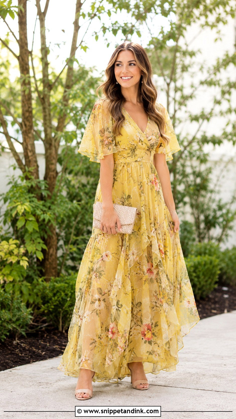 Yellow Floral Maxi Dress Wedding Outfit - Snippet and Ink - 25 Yellow Dress Outfit Wedding Ideas