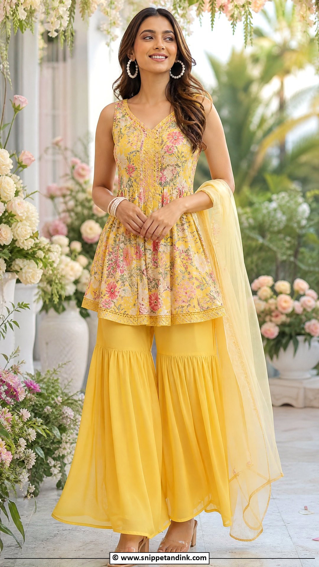 Yellow Floral Sharara Set - Snippet and Ink - 30 Yellow Sharara Ideas