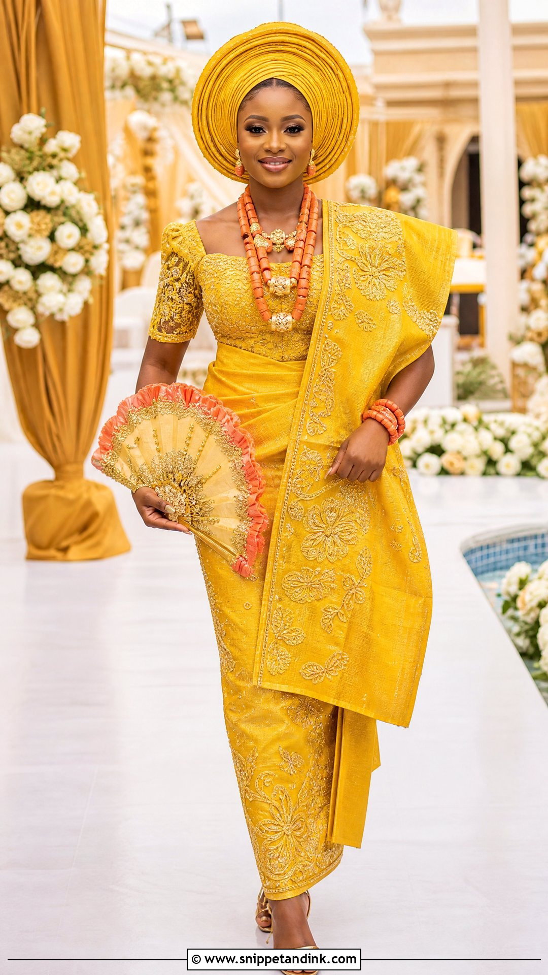Yellow George Urhobo Bride Outfit - Snippet and Ink - 20 Urhobo Bride Ideas