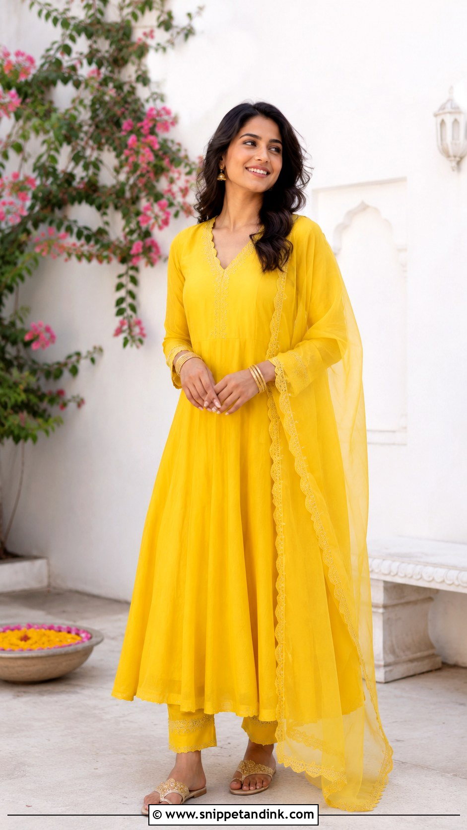 Yellow Georgette Dress For Haldi - Snippet and Ink - 25 Yellow Dress for Haldi Ideas