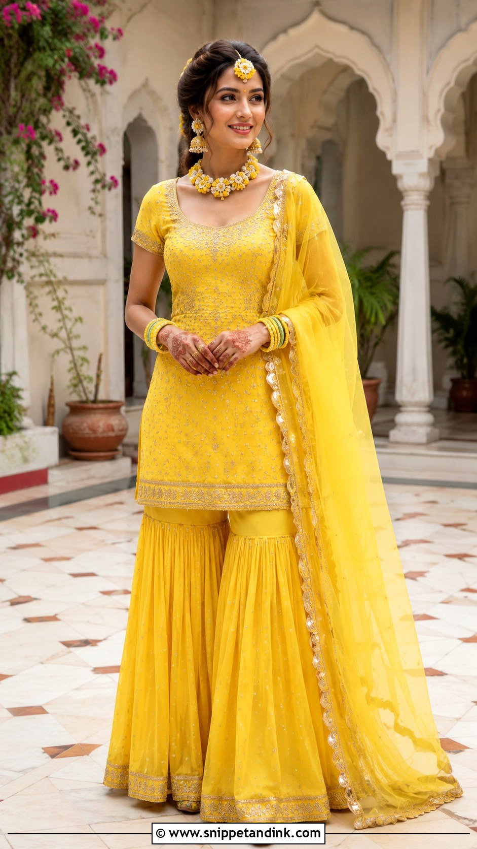 Yellow Gharara Bride Haldi Outfit - Snippet and Ink - 20 Bride Haldi Outfit Ideas