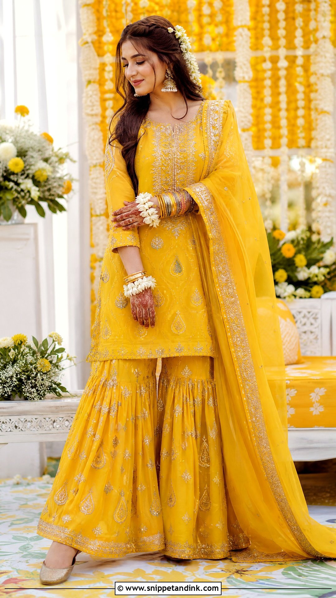 Yellow Gharara Dress For Mayun - Snippet and Ink - 20 Pakistani Function Dresses