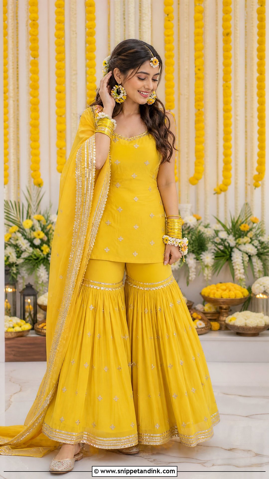 Yellow Gharara For Haldi Bride - Snippet and Ink - 25 Haldi Function Dress for Bride Ideas