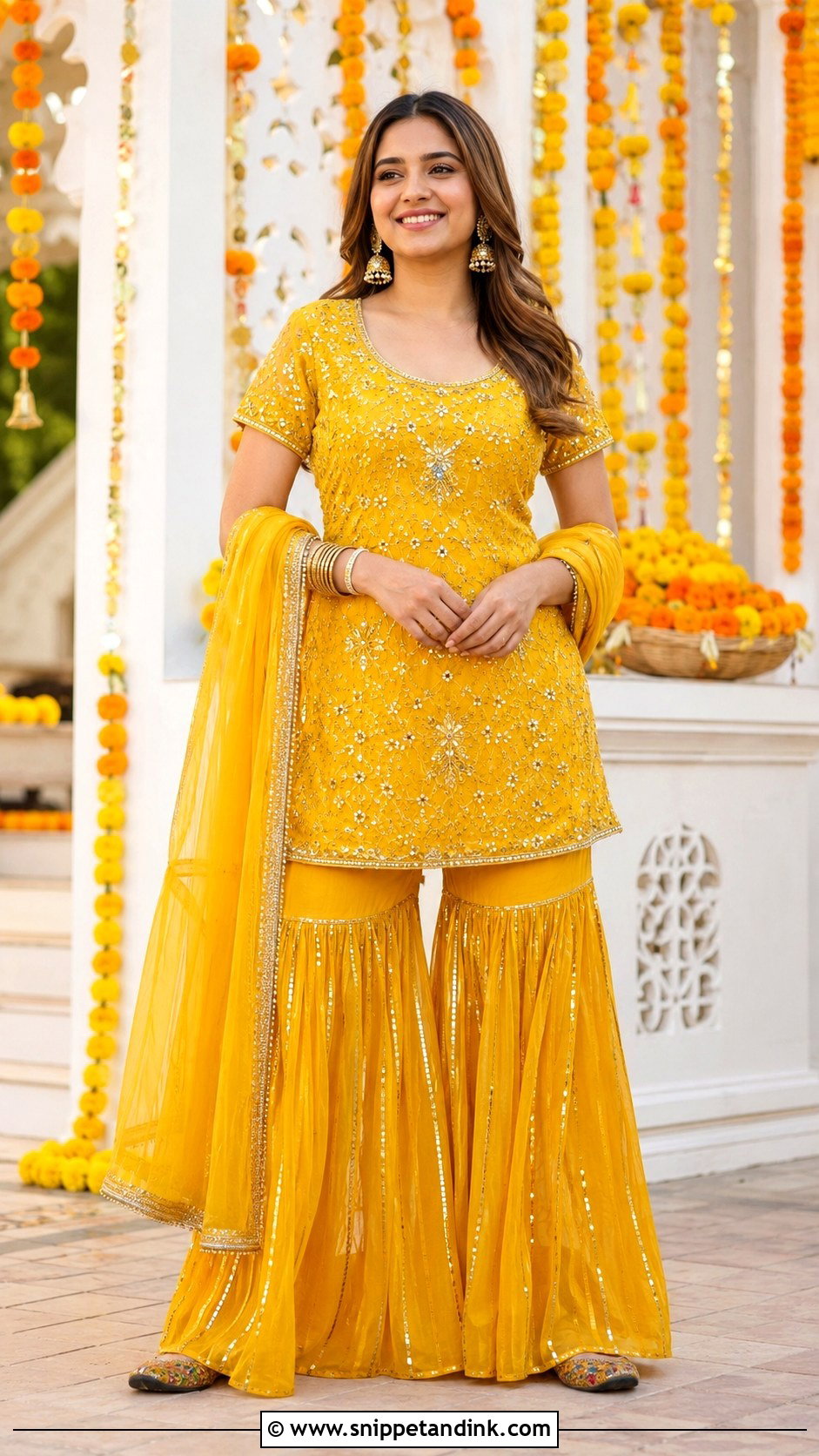 Yellow Gharara Haldi Carnival Outfit - Snippet and Ink - 25 Haldi Carnival Outfit Ideas