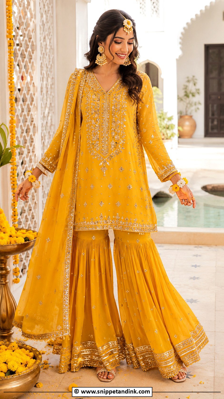 Yellow Gharara Haldi Outfit - Snippet and Ink - 30 Unique Haldi Ceremony Outfit for Bride Ideas