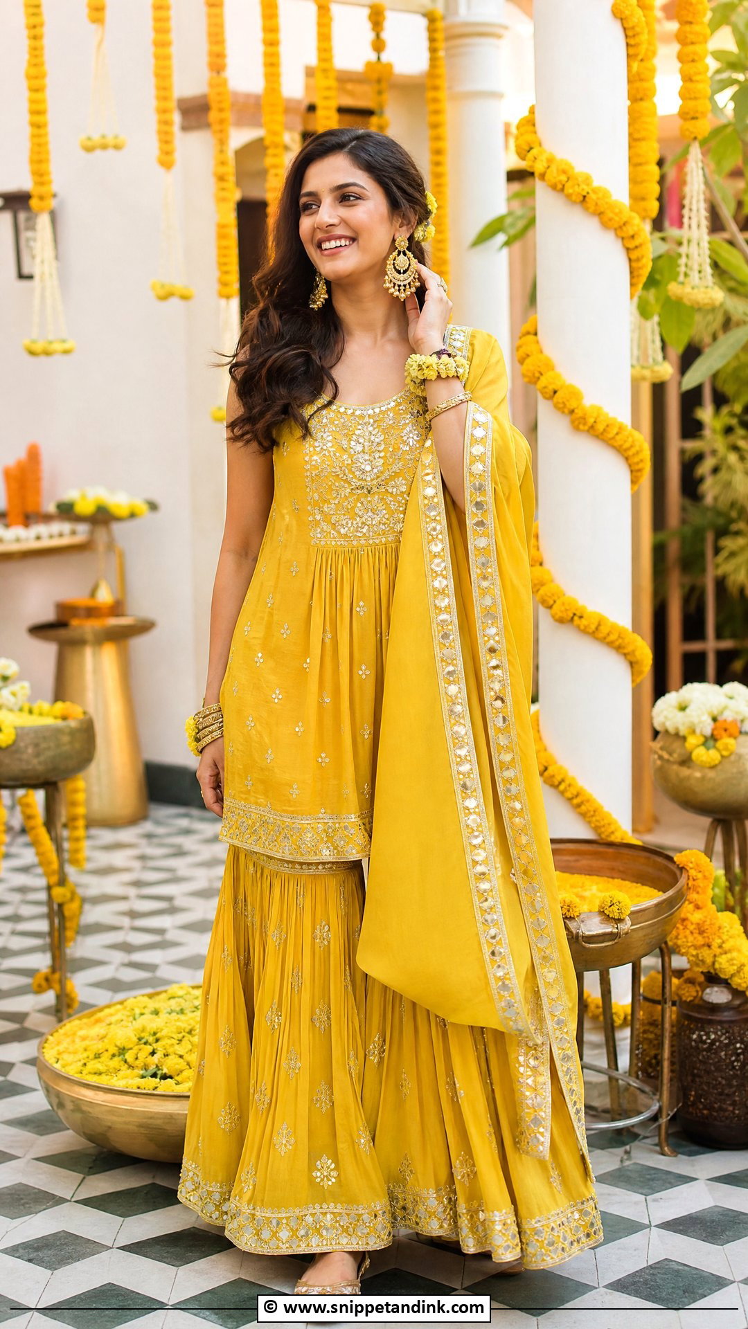 Yellow Gharara Haldi Outfit - Snippet and Ink - 35 Haldi Outfits for Sister