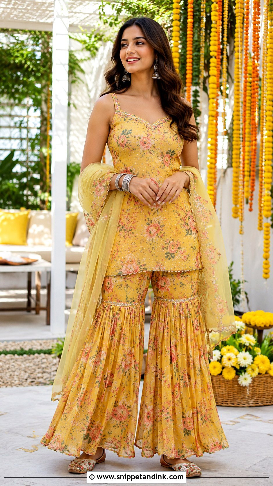Yellow Gharara Haldi Outfit - Snippet and Ink - 25 Outfit for Haldi Function Ideas