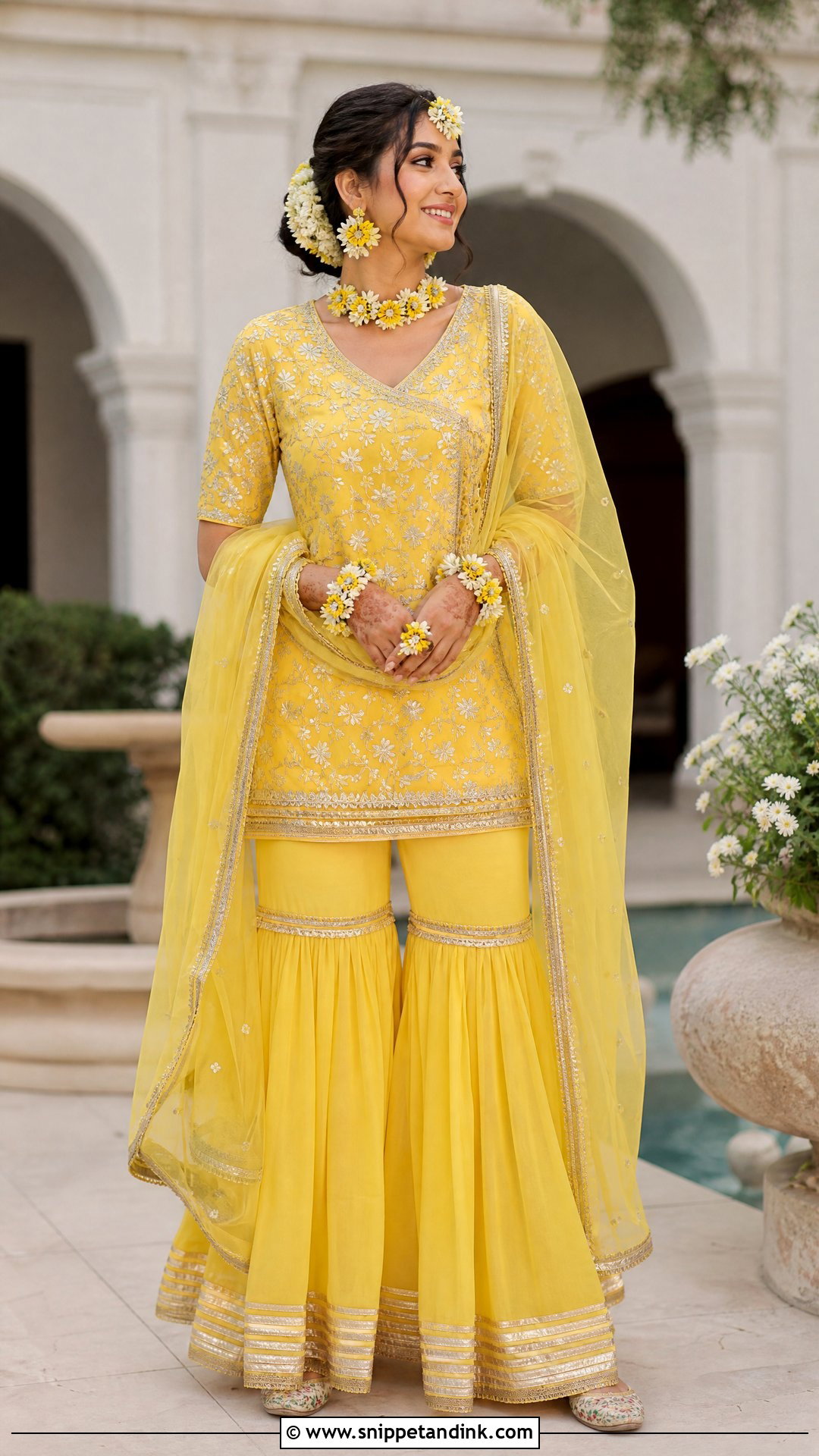 Yellow Gharara Haldi Outfit - Snippet and Ink - 25 Simple Haldi Outfit for Bride Ideas