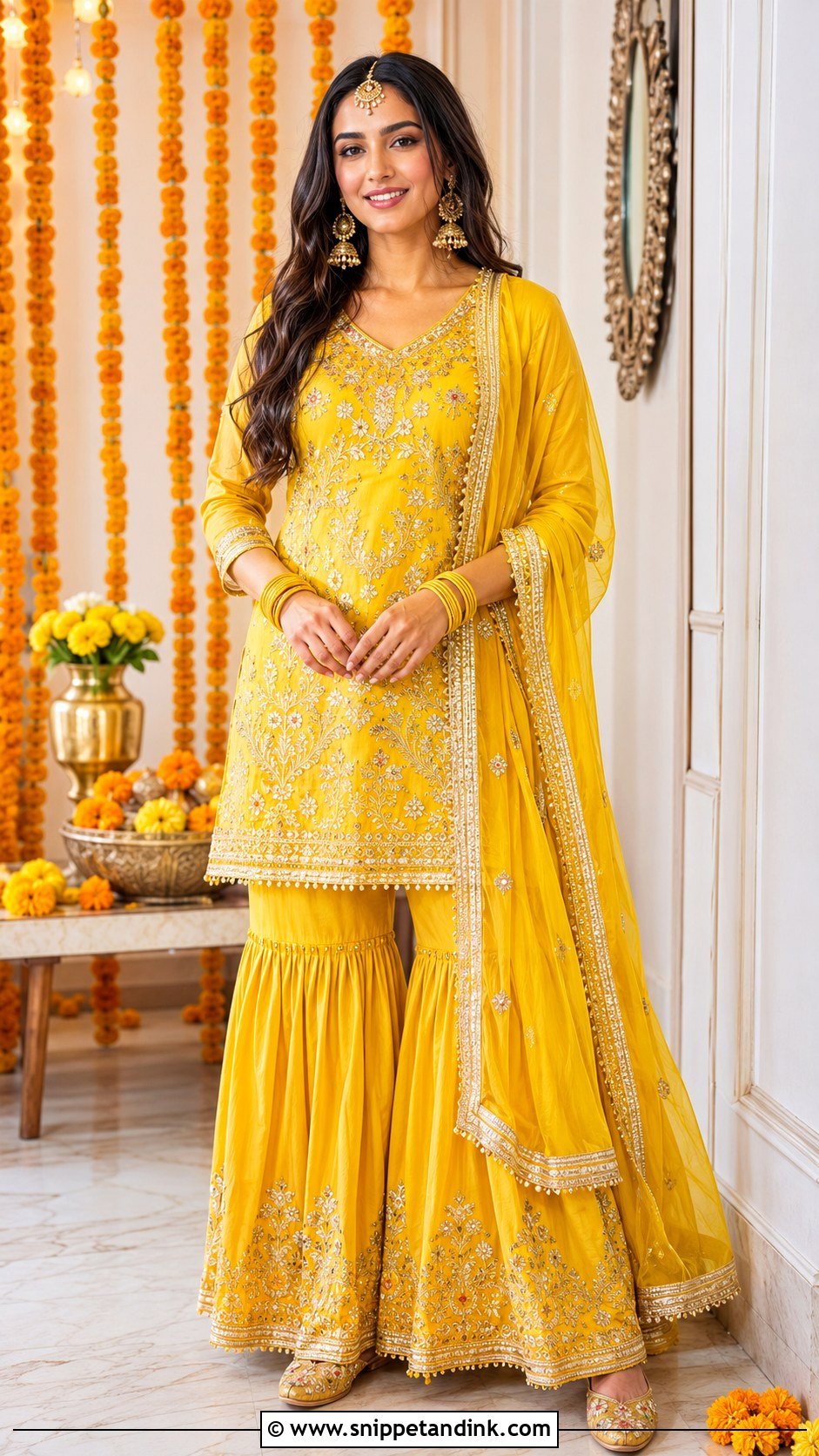 Yellow Gharara Haldi Outfit - Snippet and Ink - 20 Haldi Inspo Outfit Ideas