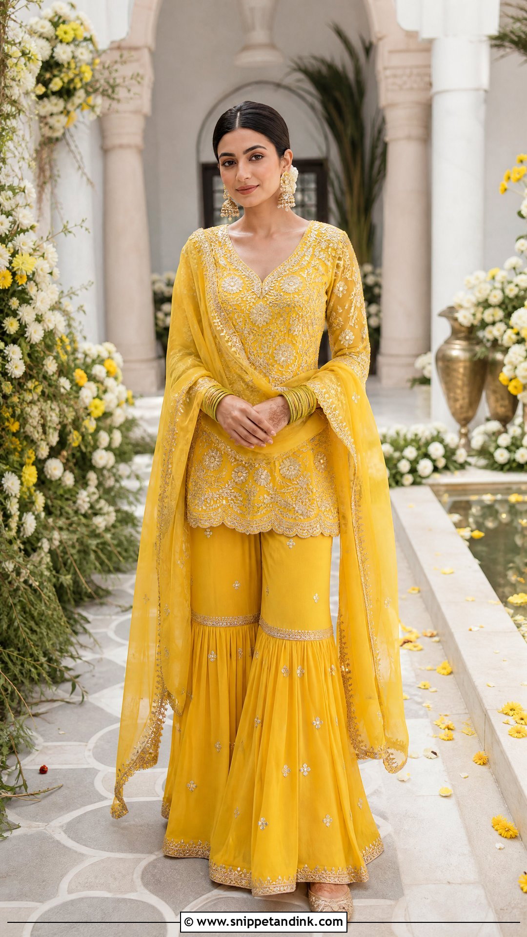 Yellow Gharara Haldi Outfit - Snippet and Ink - 20 Women Haldi Outfit Ideas