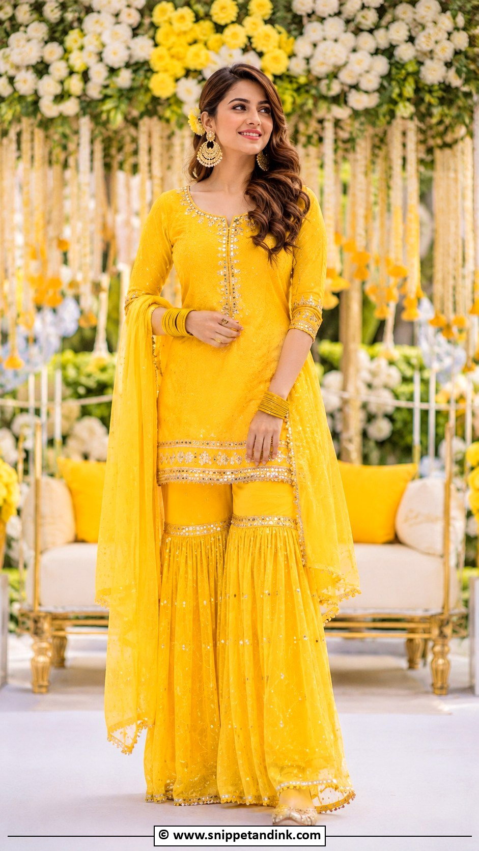 Yellow Gharara Haldi Outfit - Snippet and Ink - 30 Haldi Theme Ideas Outfit