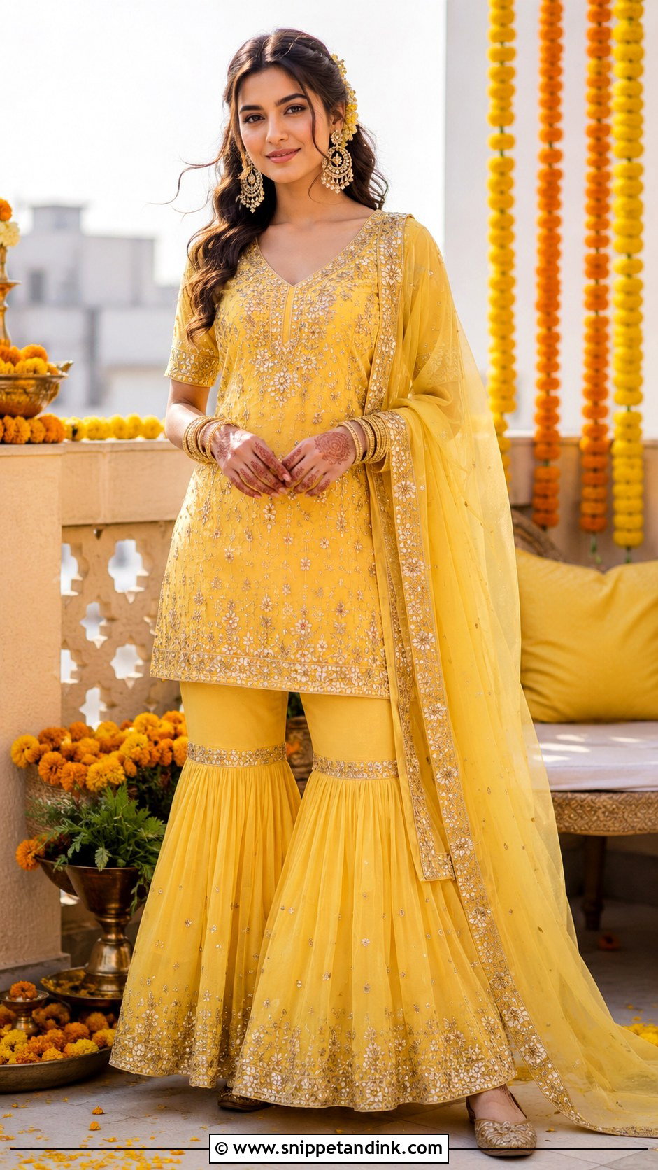 Yellow Gharara Haldi Suit - Snippet and Ink - 25 Haldi Suit Ideas