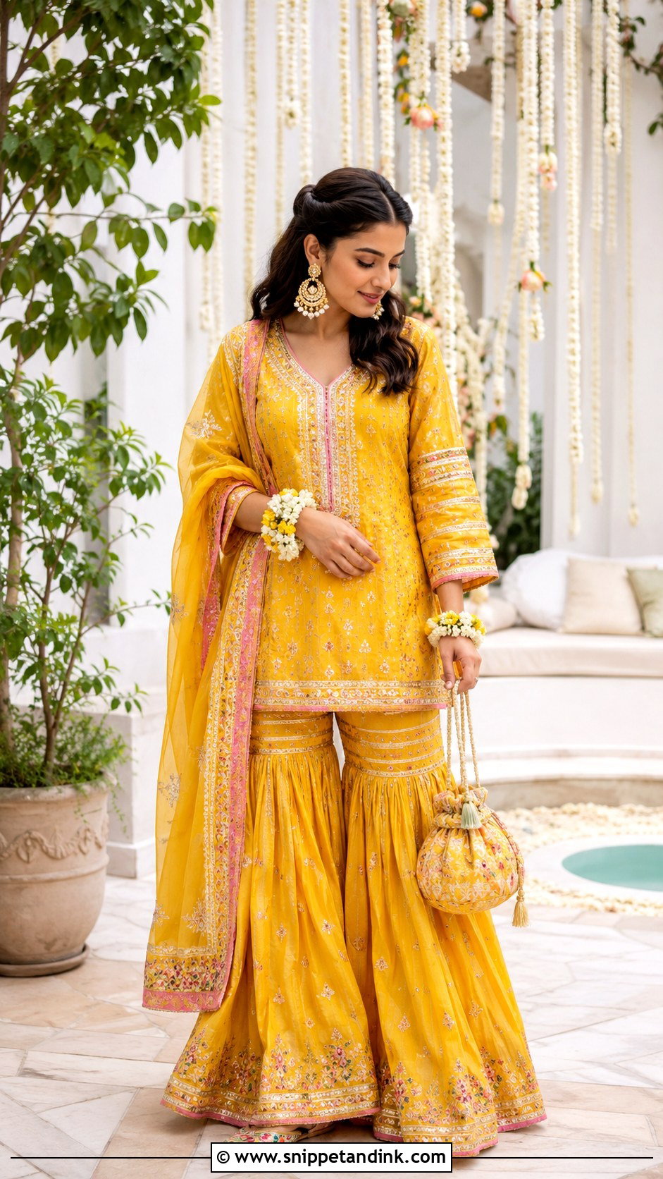 Yellow Gharara Mehendi Dress - Snippet and Ink - 20 Dress for Mehendi Ideas
