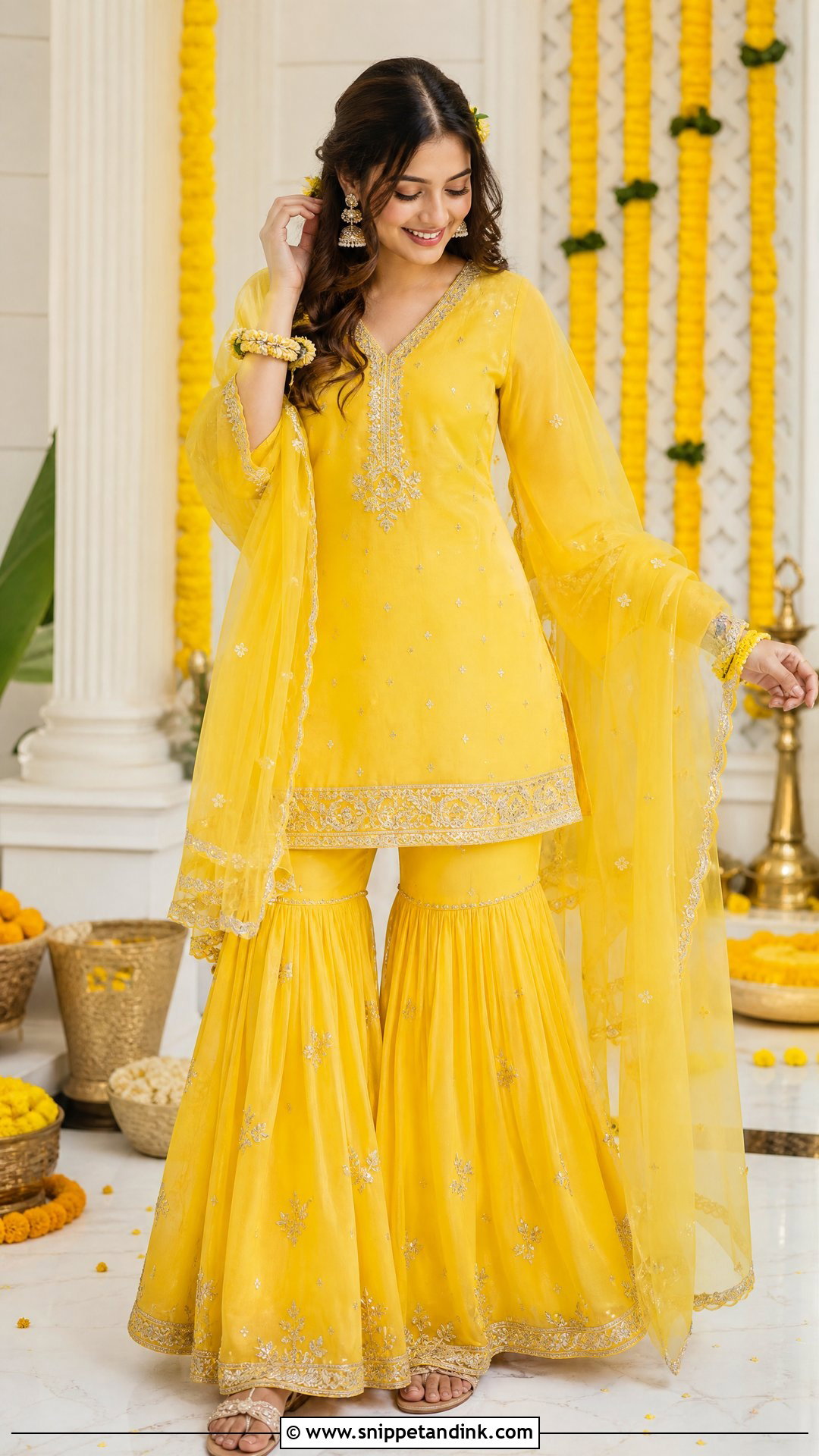 Yellow Gharara Outfit For Haldi - Snippet and Ink - 25 Yellow Outfit for Haldi Function Ideas