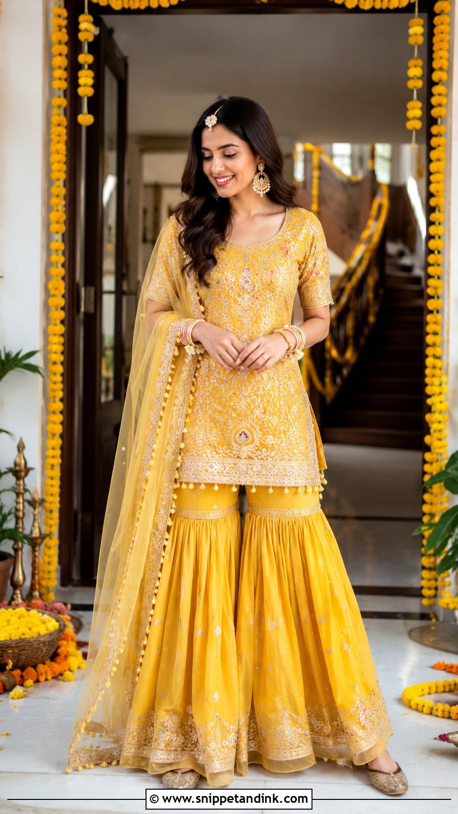 Yellow Gharara Set For Bride Sister - Snippet and Ink - 30 Haldi Outfit for Bride Sister Ideas