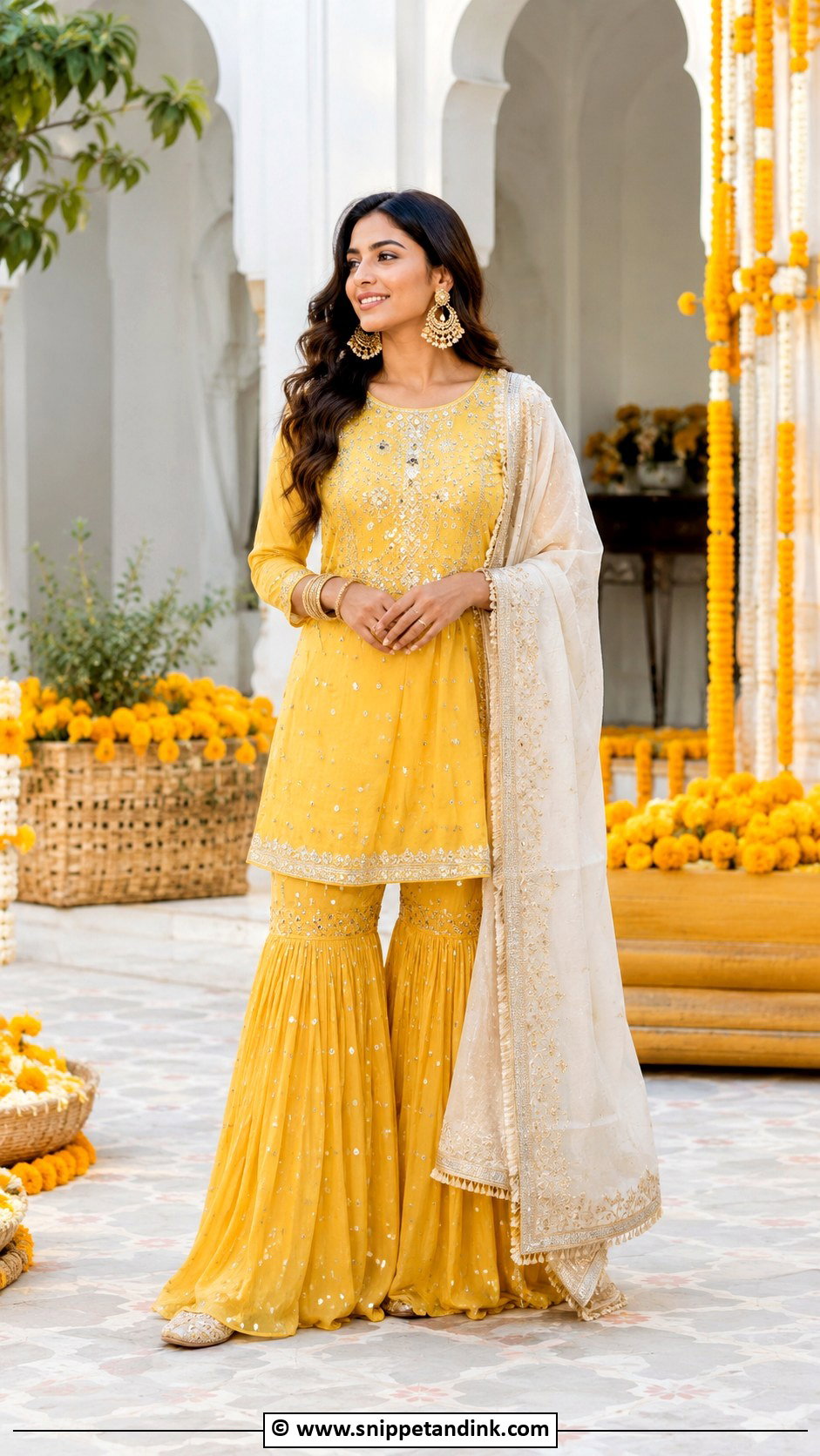 Yellow Gharara Set For Haldi - Snippet and Ink - 30 Simple Haldi Dress Ideas