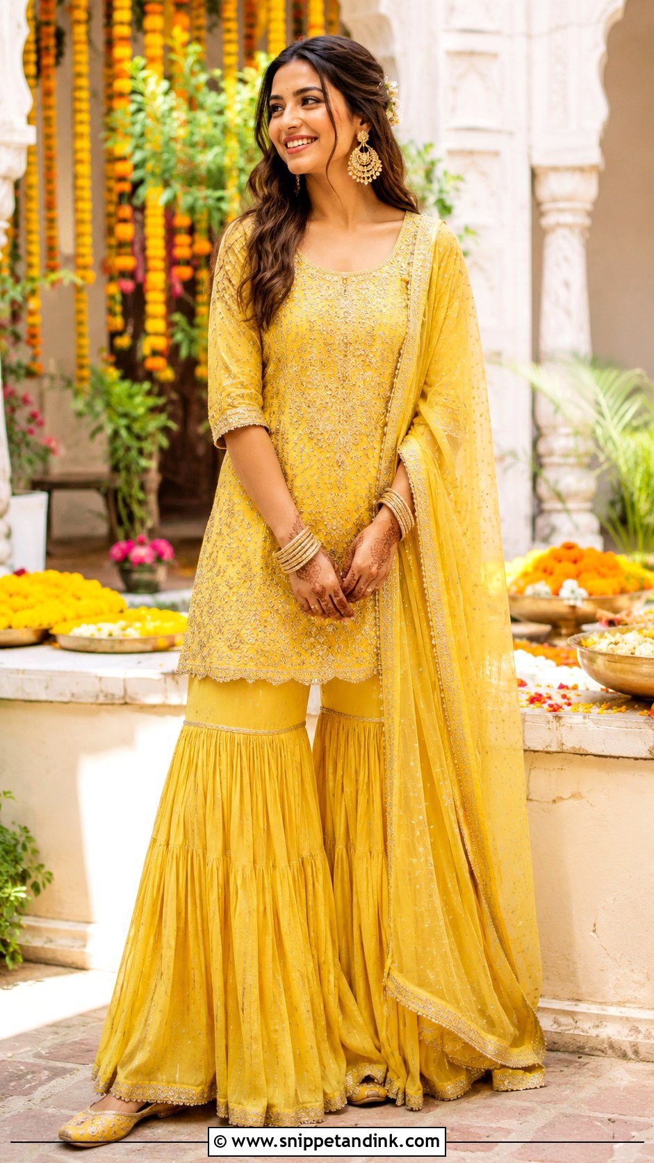 Yellow Gharara Set For Haldi - Snippet and Ink - 30 Haldi Dresses