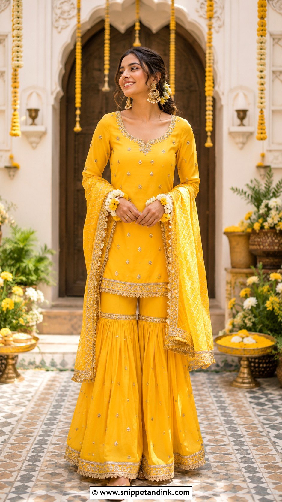 Yellow Gharara Set for Haldi - Snippet and Ink - 25 Yellow Haldi Outfit for Bride Ideas