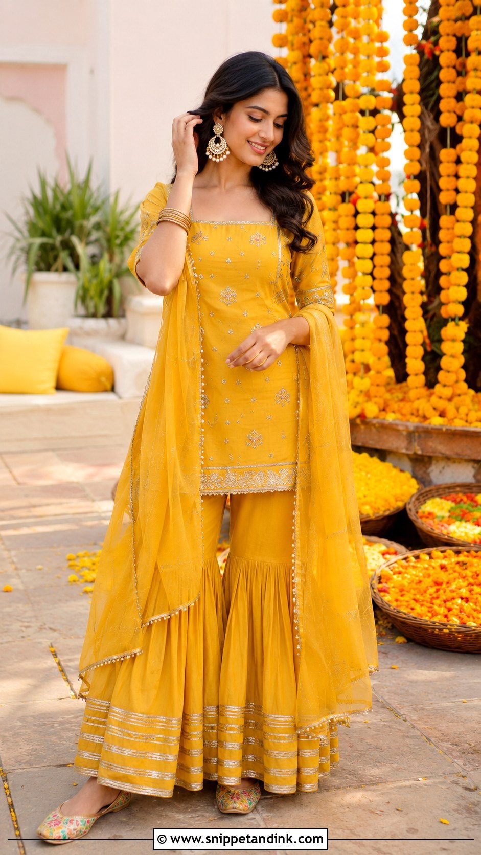 Yellow Gharara Set for Haldi - Snippet and Ink - 20 Outfits for Haldi Ceremony