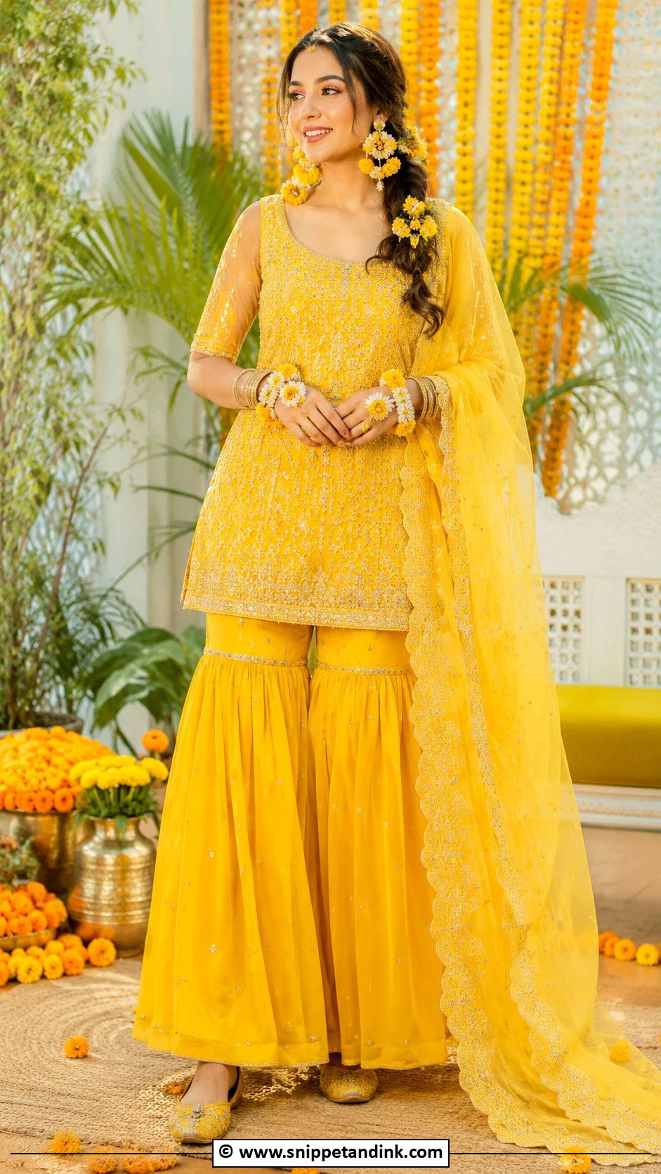 Yellow Gharara Set for Haldi Bride - Snippet and Ink - 30 Unique Haldi Outfits for Bride