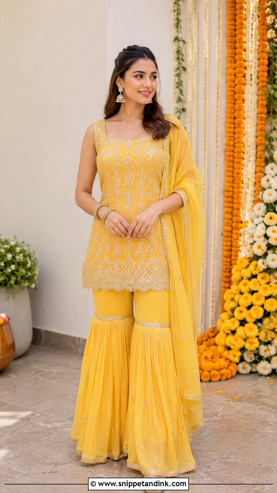 Yellow Gharara Set for Sister - Snippet and Ink - 20 Yellow Haldi Ceremony Outfit for Sister Ideas