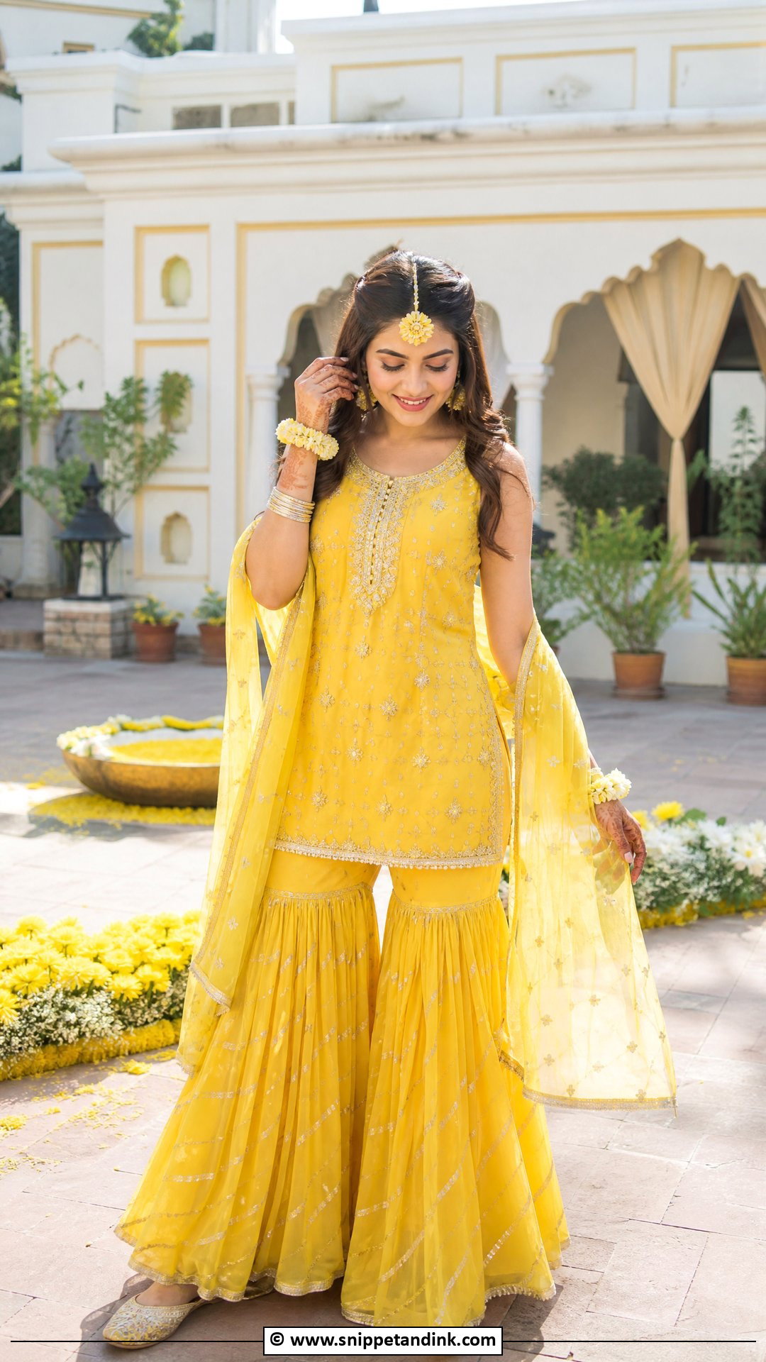 Yellow Gharara for Haldi Bride - Snippet and Ink - 35 Haldi Outfits for Bride