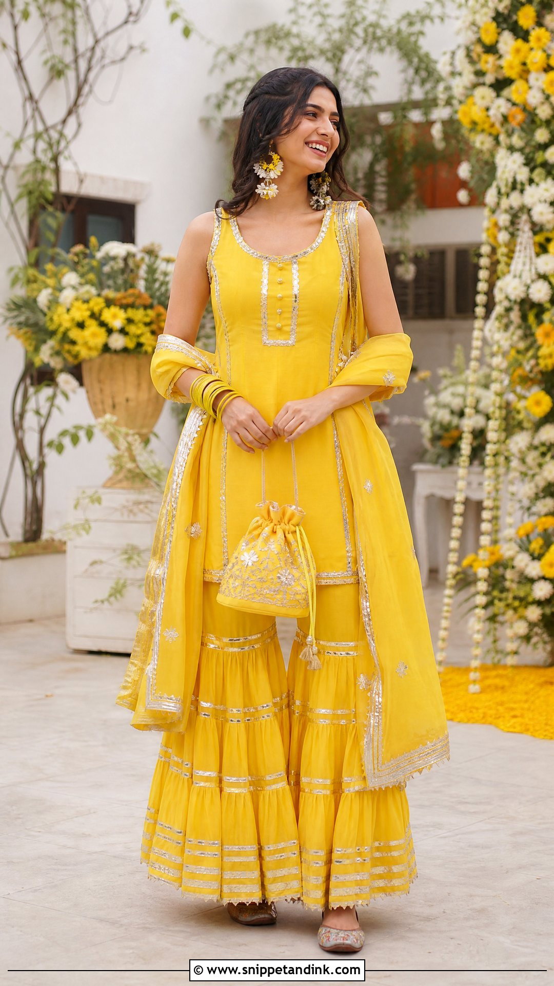 Yellow Gota Net Sharara - Snippet and Ink - 20 Net Sharara Ideas