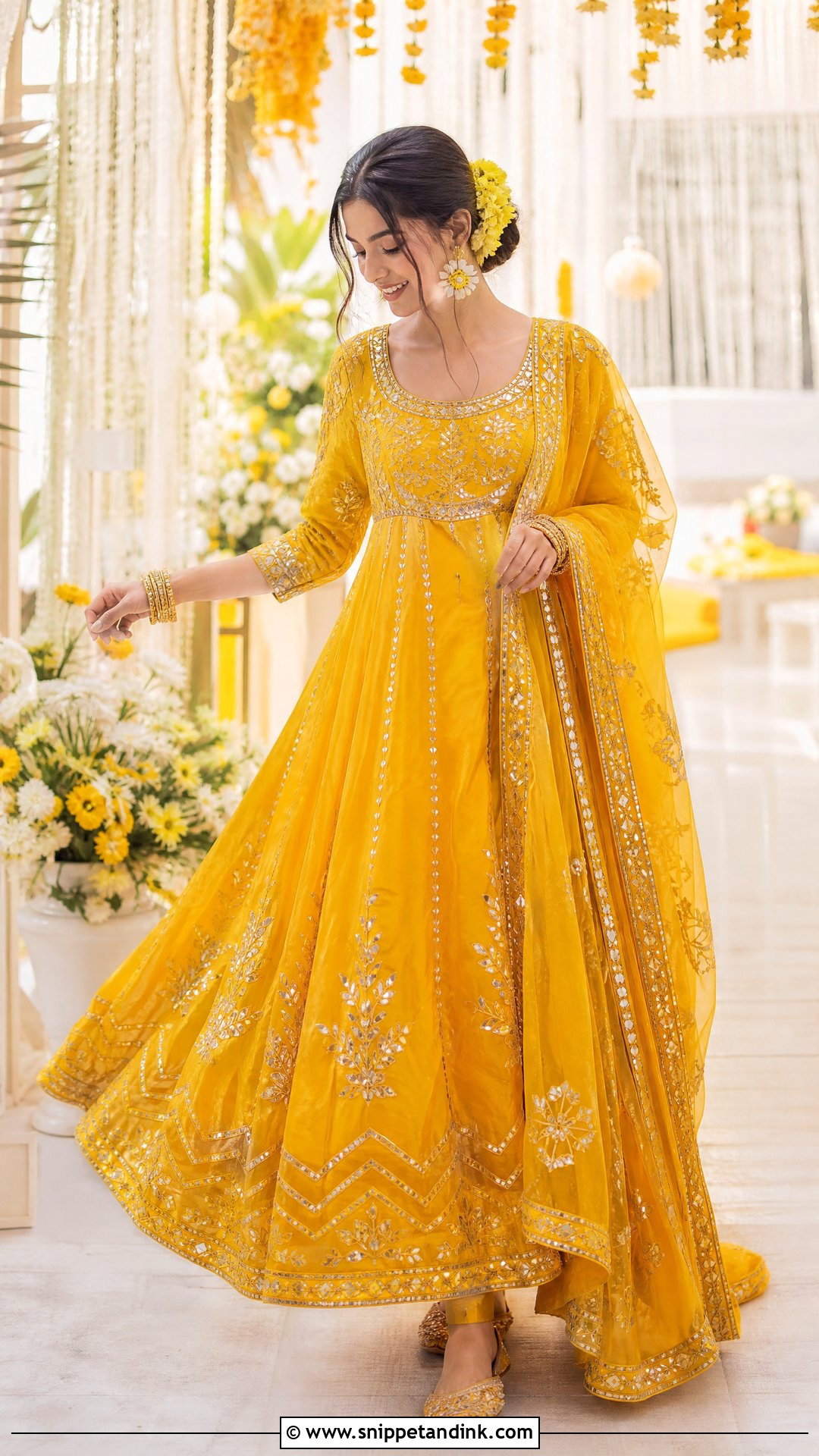 Yellow Gota Patti Anarkali Dress for Haldi - Snippet and Ink - 20 Yellow Dresses for Haldi