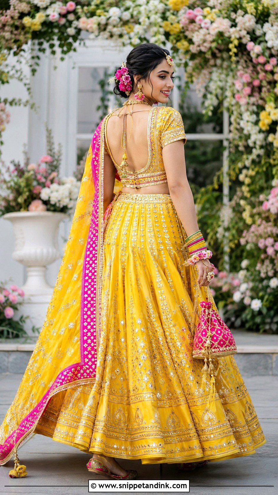Yellow Gota Patti Bridal Chaniya Choli - Snippet and Ink - 20 Bridal Chaniya Choli Indian Weddings Ideas