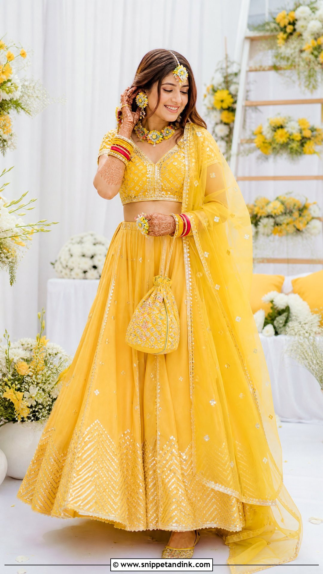 Yellow Gota Patti Bridal Choli With Lehenga - Snippet and Ink - 20 Indian Bridal Bride Choli Ideas