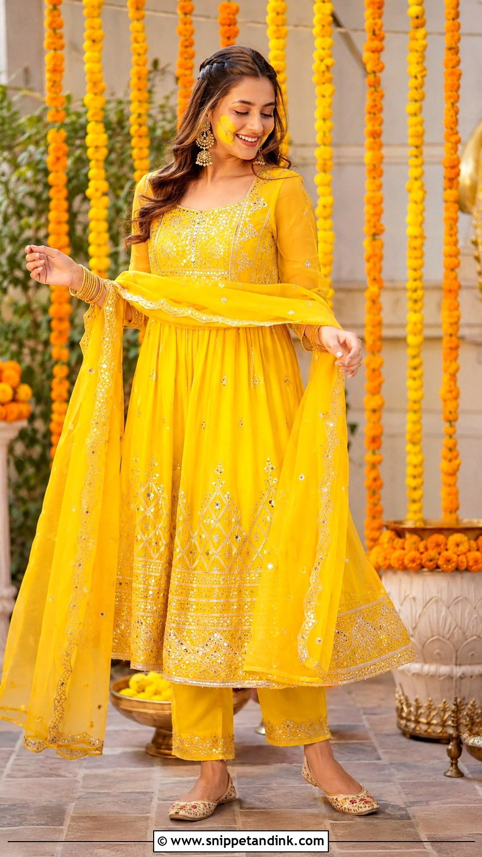 Yellow Gota Patti Dress For Haldi - Snippet and Ink - 25 Yellow Dress for Haldi Ideas