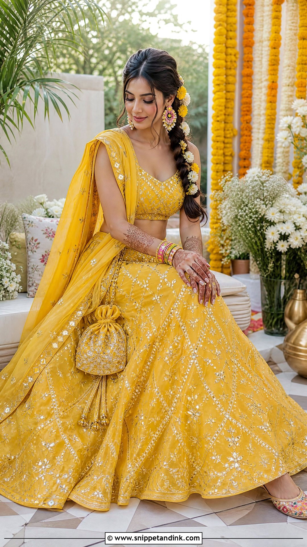 Yellow Gota Patti Mehendi Lehenga - Snippet and Ink - 20 Lenghas for Wedding Ideas
