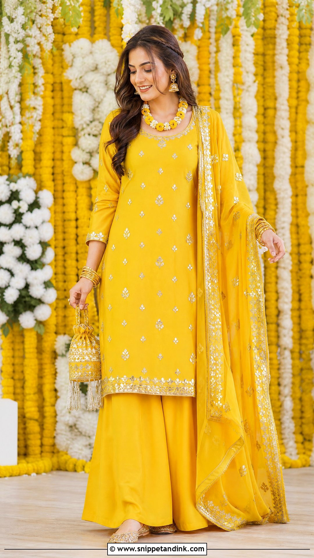 Yellow Gota Patti Palazzo Suit for Haldi - Snippet and Ink - 20 Yellow Plazo Suit for Haldi Ideas