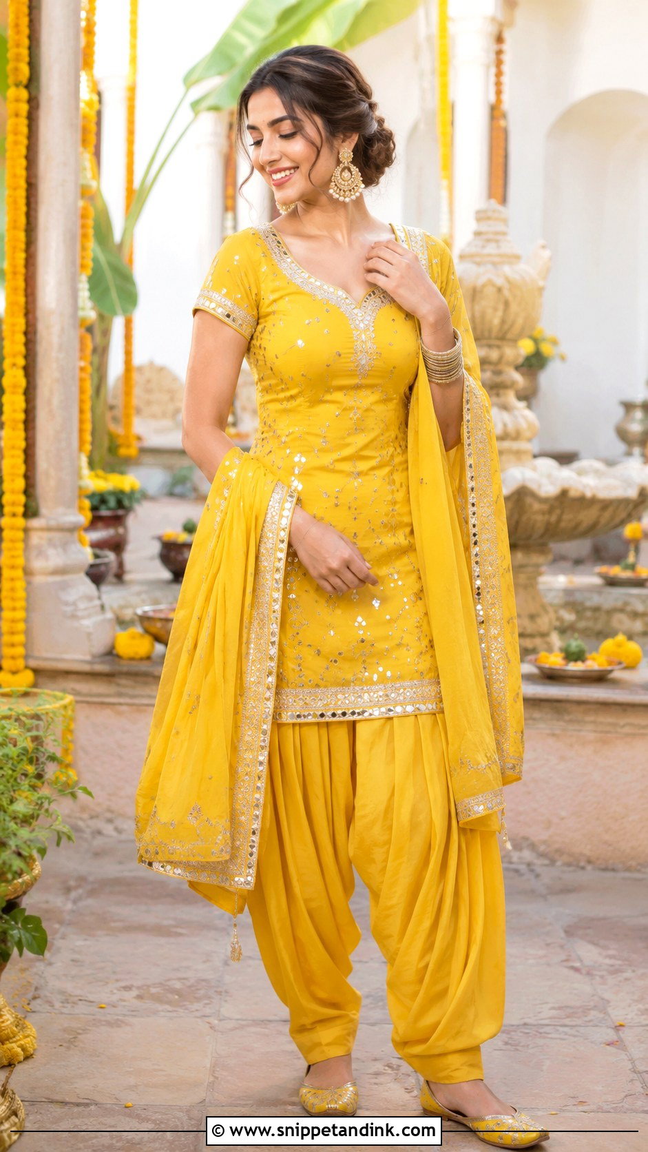 Yellow Gota Patti Patiala Suit With Matching Juttis - Snippet and Ink - 20 Yellow Patiala Suit for Haldi Ideas