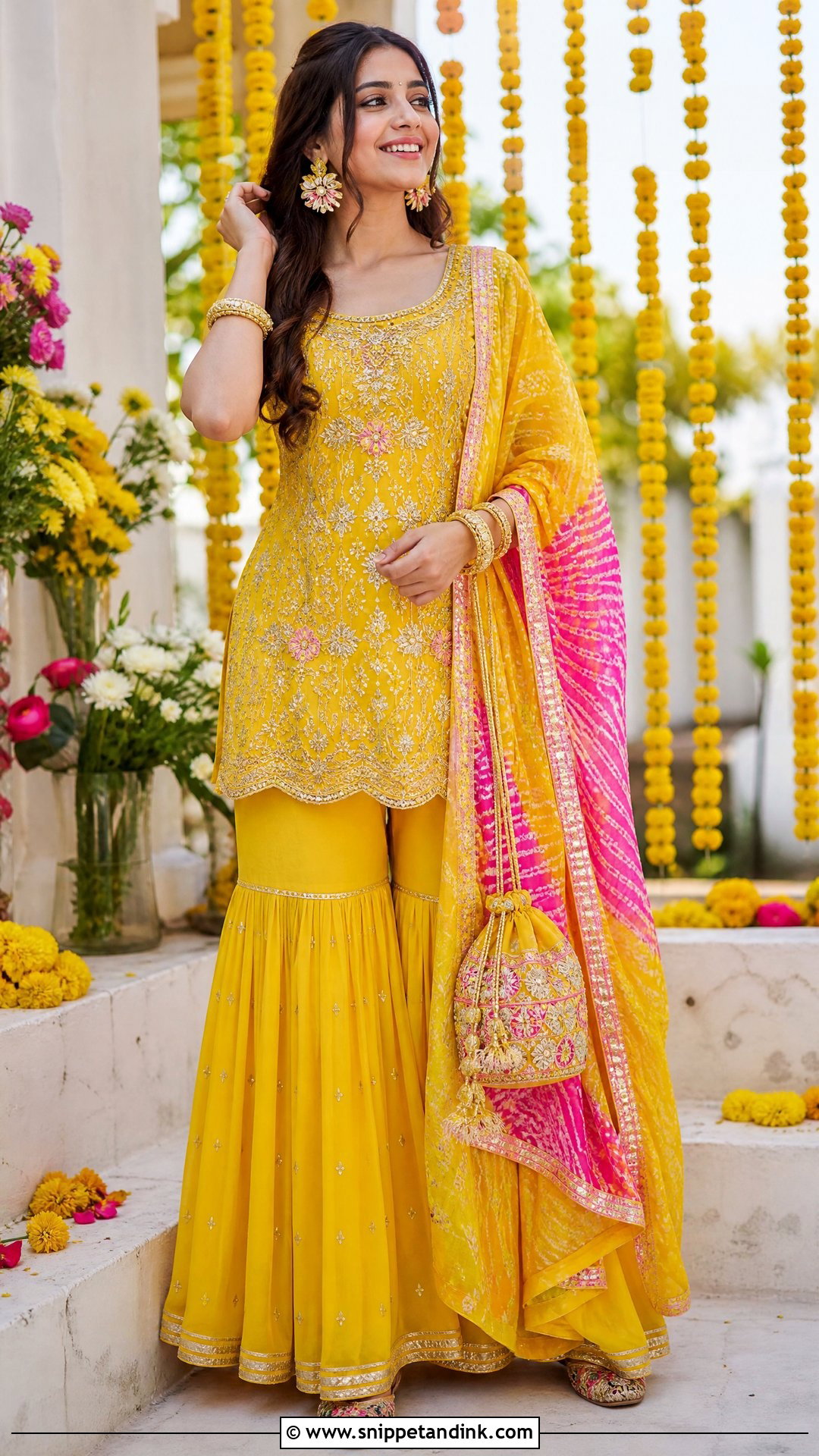 Yellow Gota Patti Sharara Set - Snippet and Ink - 20 Sharara Designs Party Wear Indian Weddings