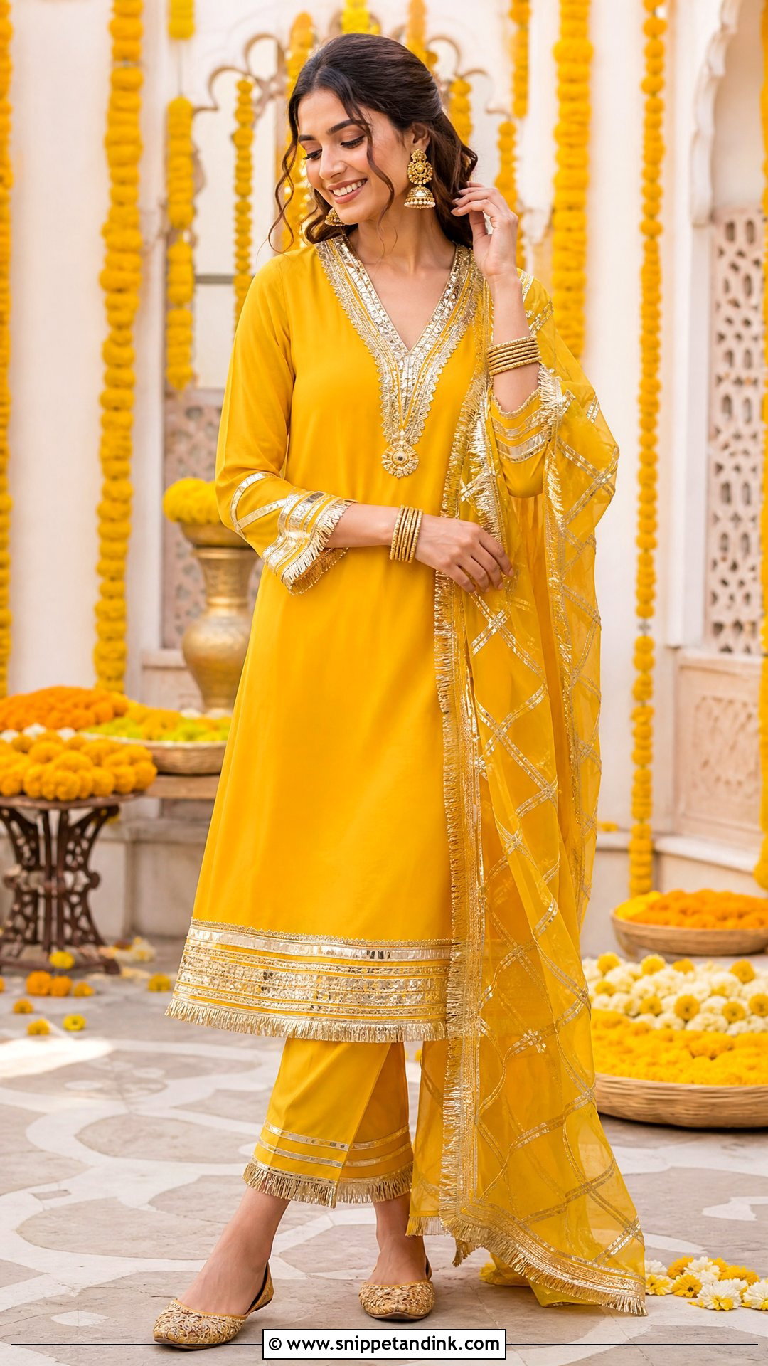 Yellow Gota Patti Suit For Haldi Function - Snippet and Ink - 25 Yellow Suit for Haldi Function Ideas