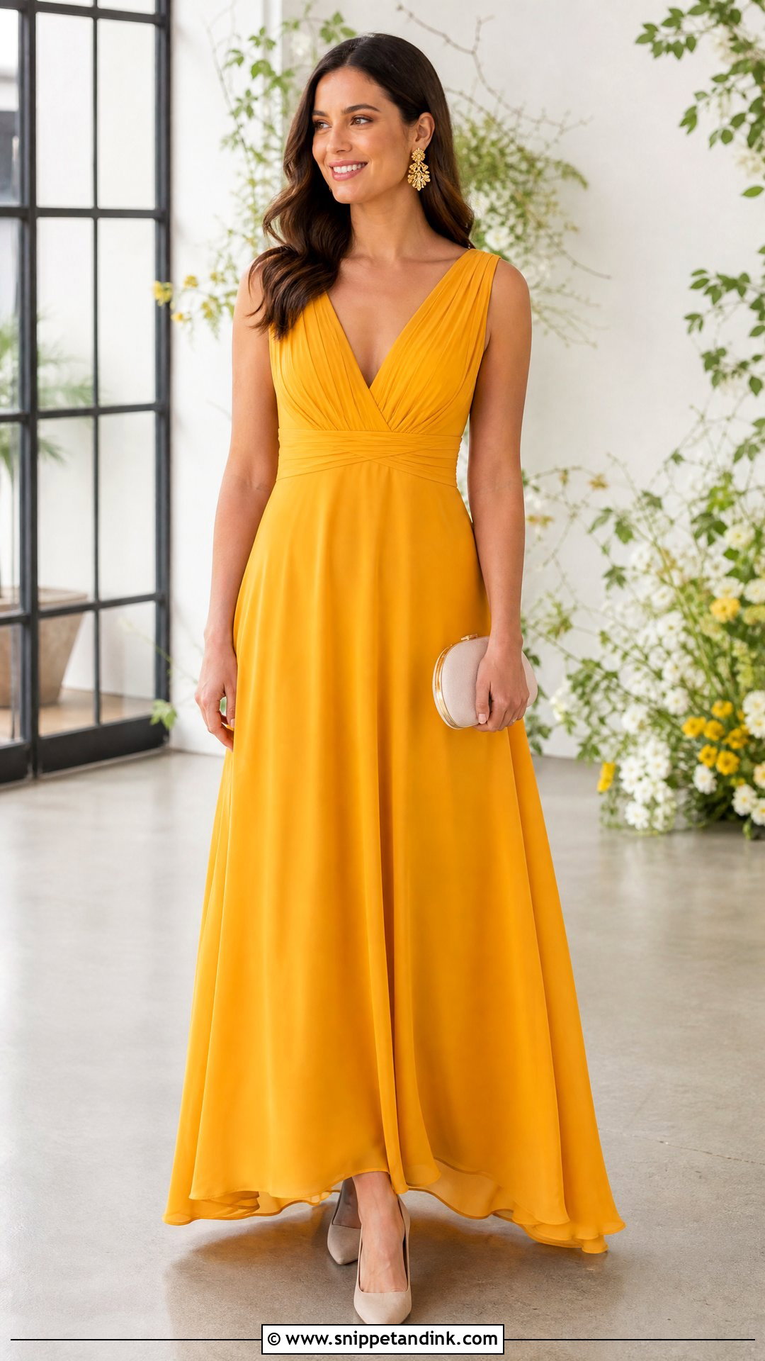 Yellow Gown With Neutral Heels - Snippet and Ink - 20 Gown Colors