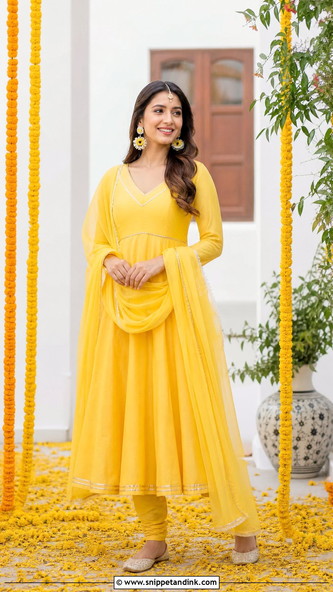 Yellow Haldi Anarkali For North Indian Wedding - Snippet and Ink - 20 North Indian Wedding Outfits