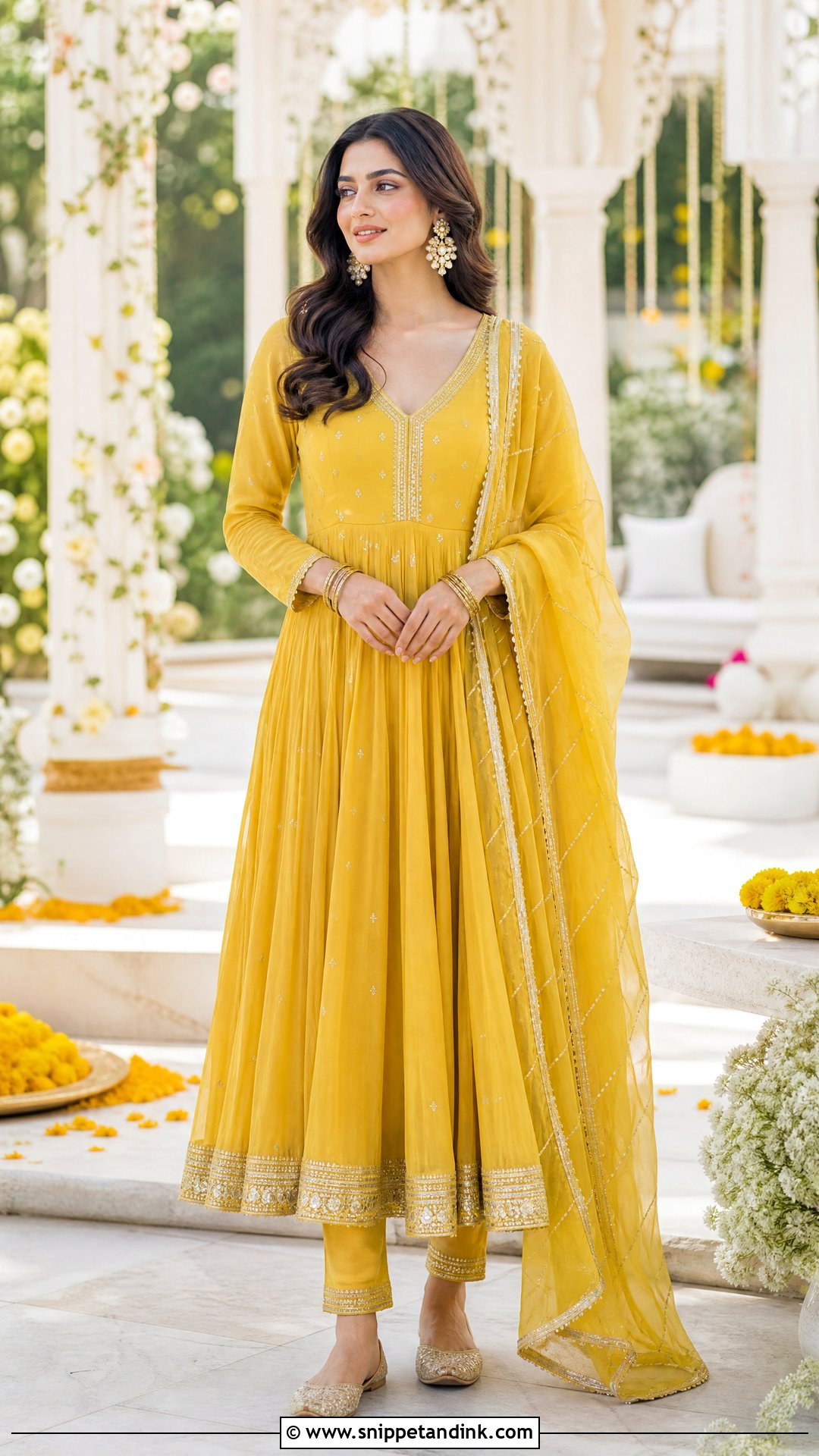 Yellow Haldi Anarkali Outfit - Snippet and Ink - 20 Yellow Haldi Outfit Ideas