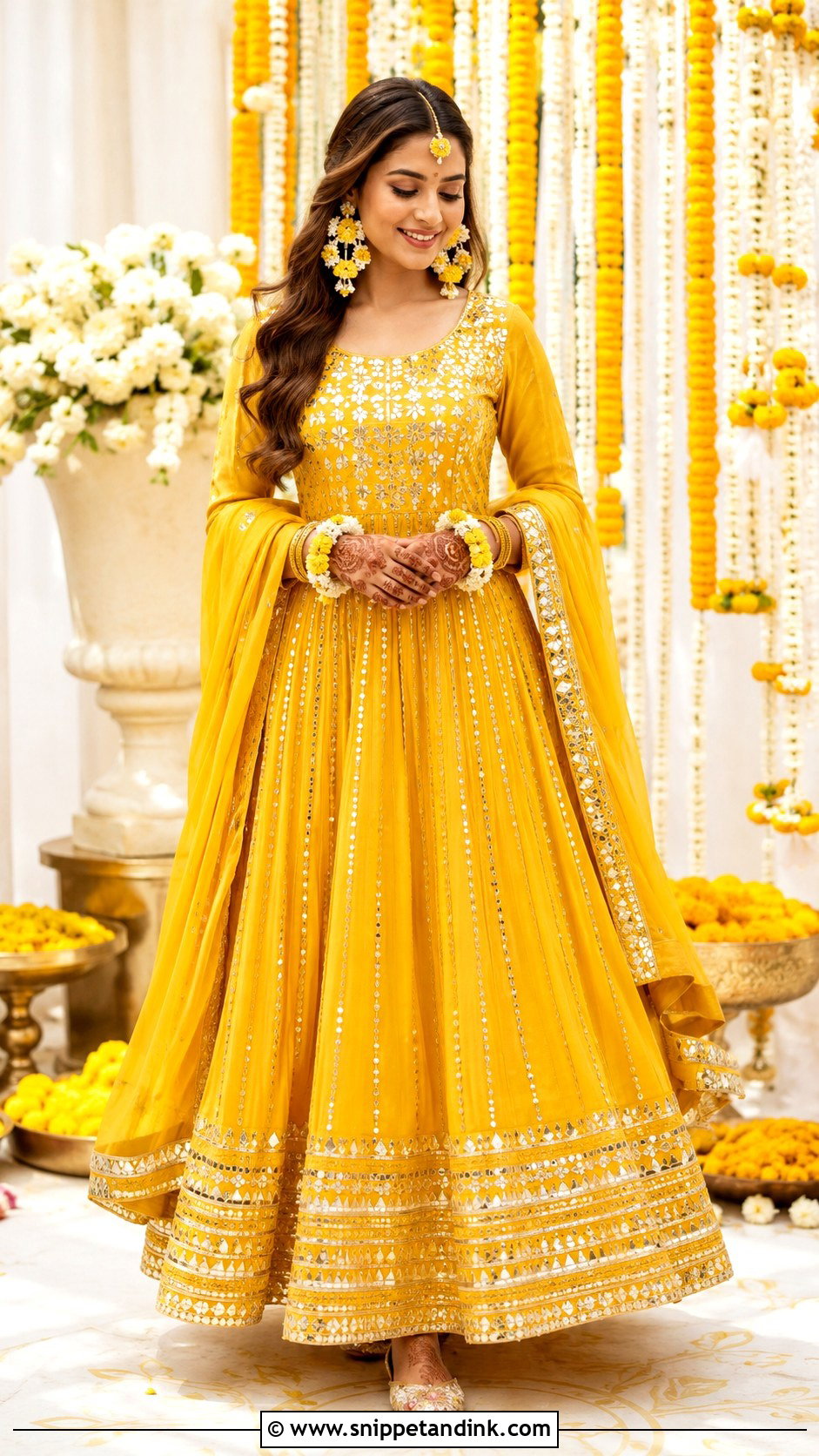 Yellow Haldi Anarkali Suit - Snippet and Ink - 30 Indian Bridal Haldi Outfit Ideas