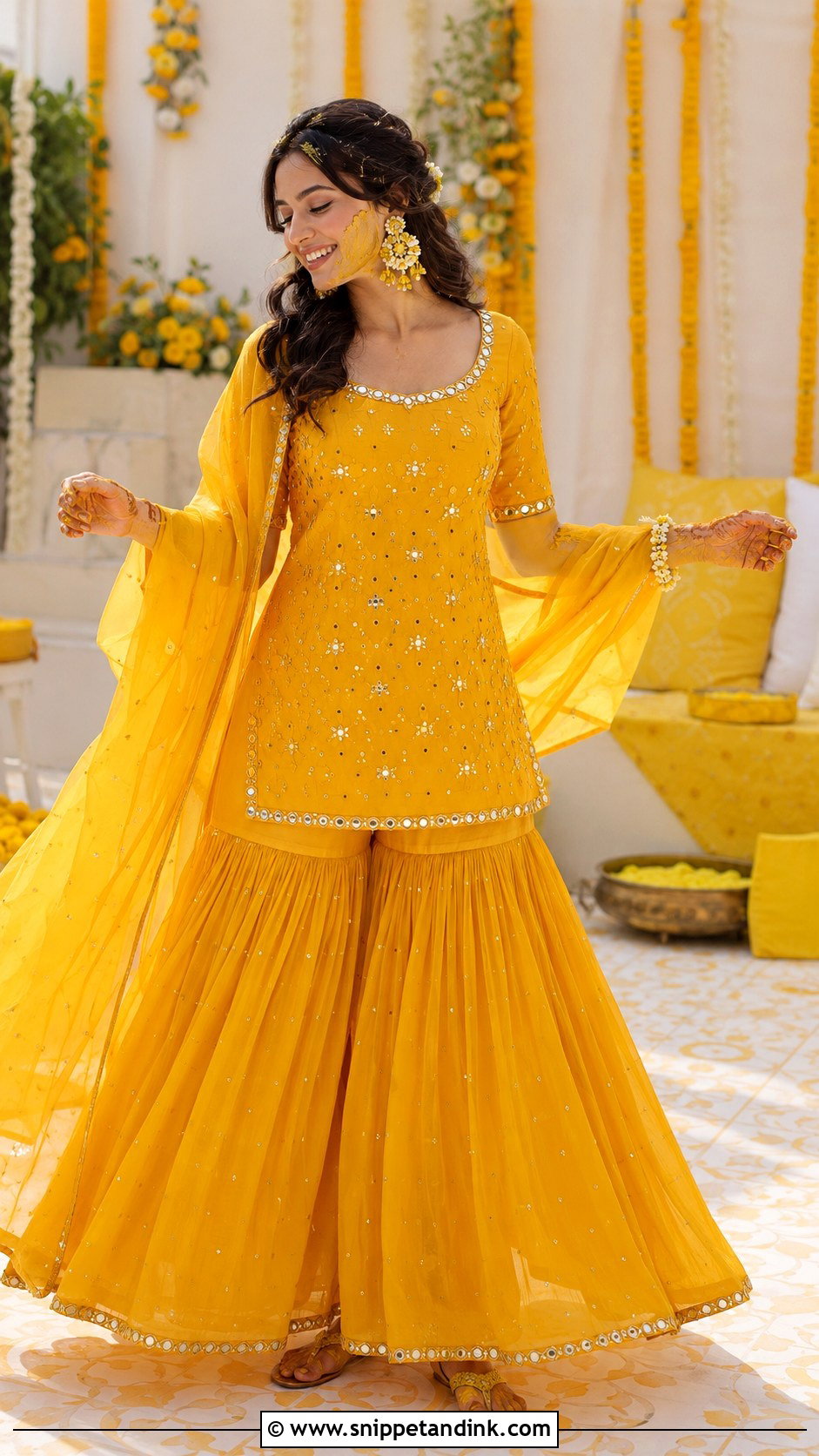 Yellow Haldi Bridal Sharara - Snippet and Ink - 20 Desi Wedding Bride Ideas