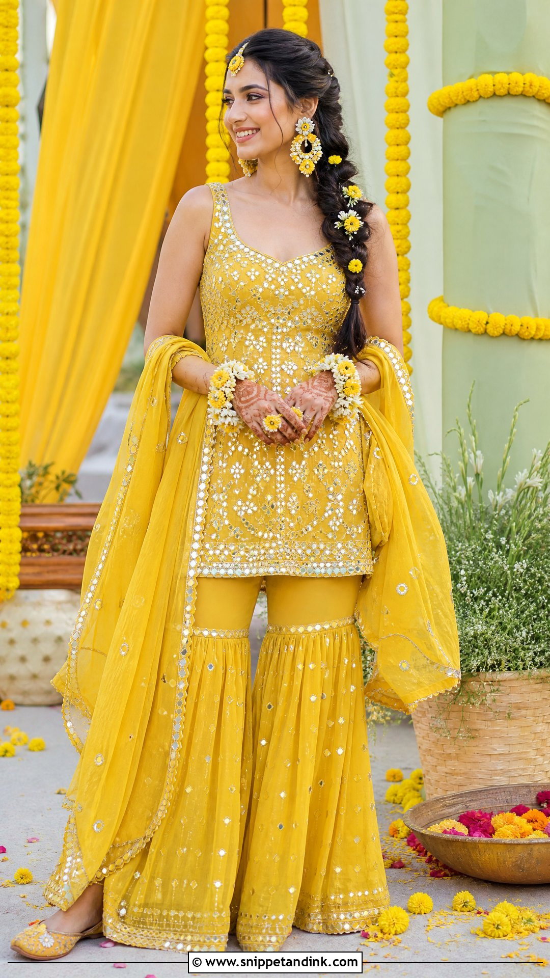 Yellow Haldi Bridal Sharara - Snippet and Ink - 20 Simple Indian Bridal Outfit Ideas