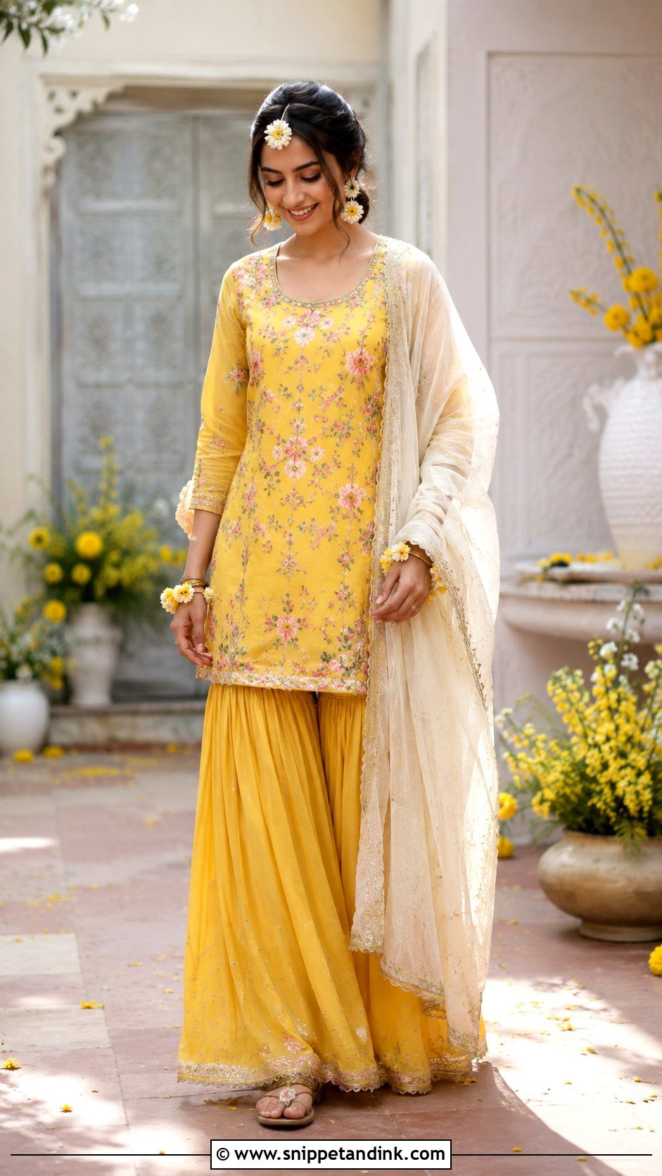 Yellow Haldi Bridal Sharara - Snippet and Ink - 20 Desi Bridal Dresses